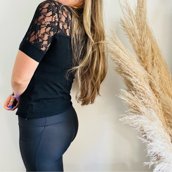 VINTAGE CACHE Sheer Black Lace Keyhole Sweater Knit Silk Blouse Shirt Top M - Picture 14 of 14